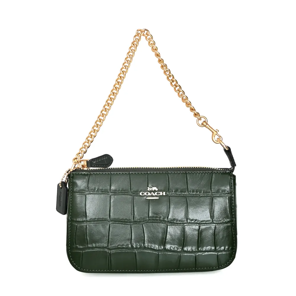 【COACH】鱷魚紋全皮T釦翻蓋鍊帶橫式隨身斜背包(深紫) 歷史價格詳細信息
