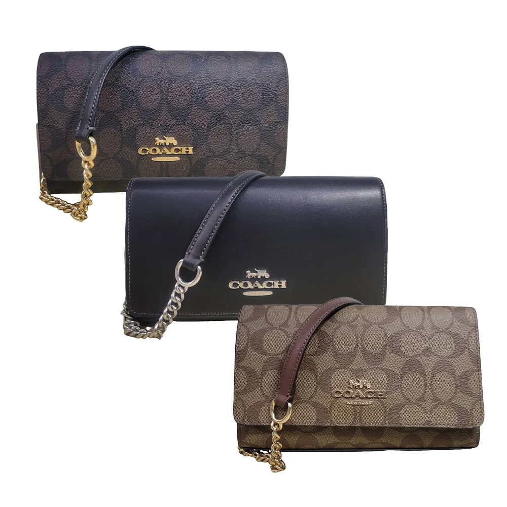 COACH黑色咖啡字印荔枝紋全皮小款斜背相機包 歷史價格詳細信息