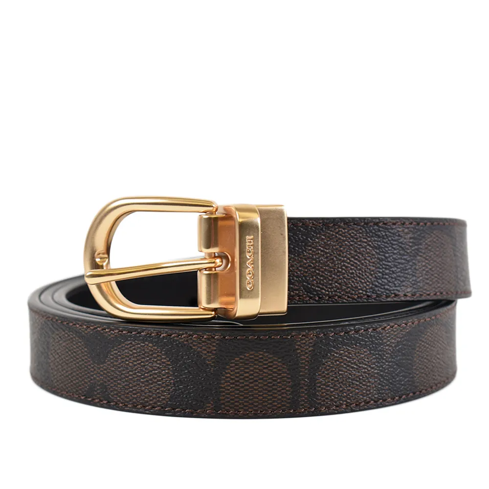 COACH 女款 素面雙面用皮帶-黑/咖啡色 歷史價格詳細信息