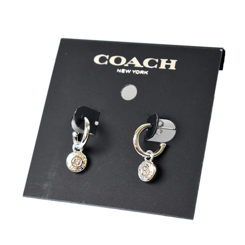 【COACH】圓型LOGO水鑽針式耳環-金色 歷史價格詳細信息