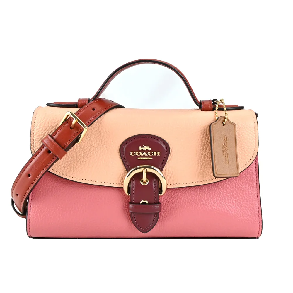 COACH 翻蓋荔枝紋牛皮斜背包(桃紅) 歷史價格詳細信息