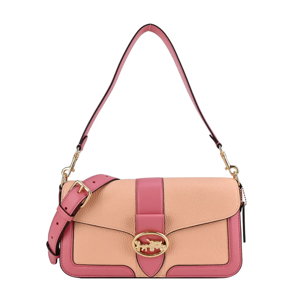 【COACH】牛皮革手提/斜背兩用貝殼包(褐咖/中) 歷史價格詳細信息