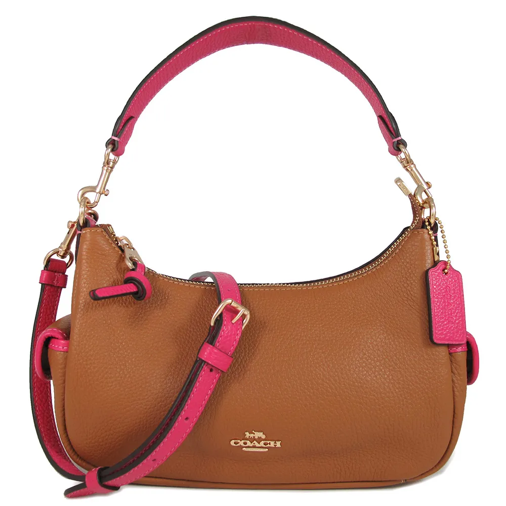 COACH 金色馬車LOGO粉色荔枝紋皮革手拿包 歷史價格詳細信息