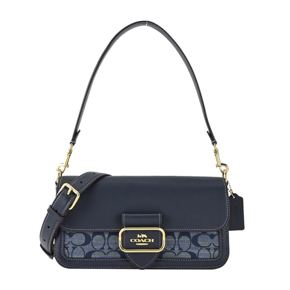 COACH Morgan 拼接PVC皮革鉚釘裝飾馬鞍斜背包(咖啡黑) 歷史價格詳細信息