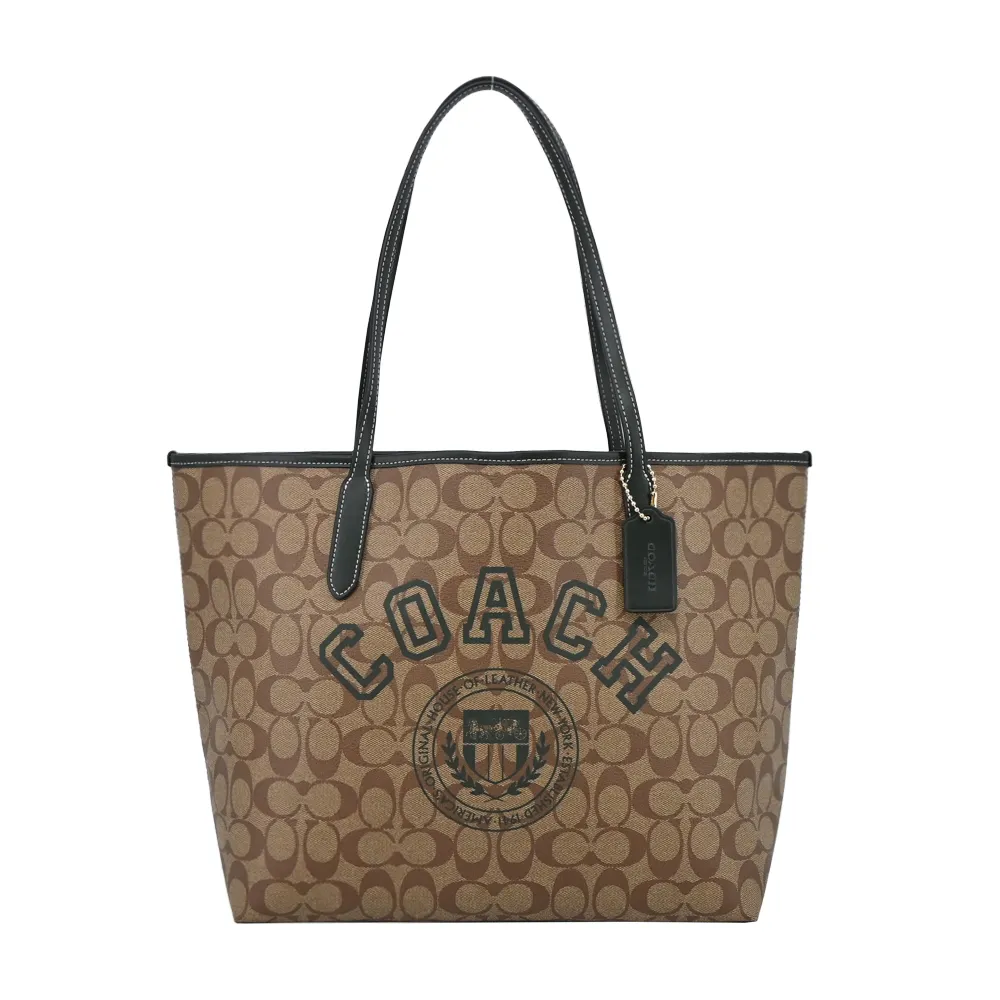 【COACH】學院風牛皮拼接緹花雙層斜背包(二色選) 歷史價格詳細信息