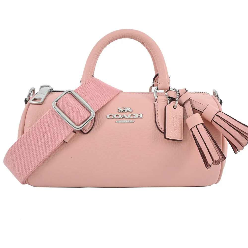 COACH Lacey 拼色皮革復古流蘇掛飾兩用圓筒包(迷你/酒紅) 歷史價格詳細信息