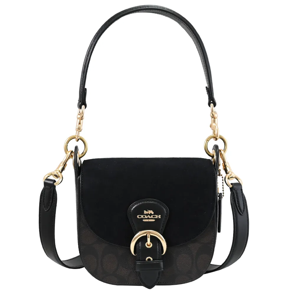 COACH C5966 馬車LOGO皮革拼接扣式三折長夾.駝/咖 歷史價格詳細信息