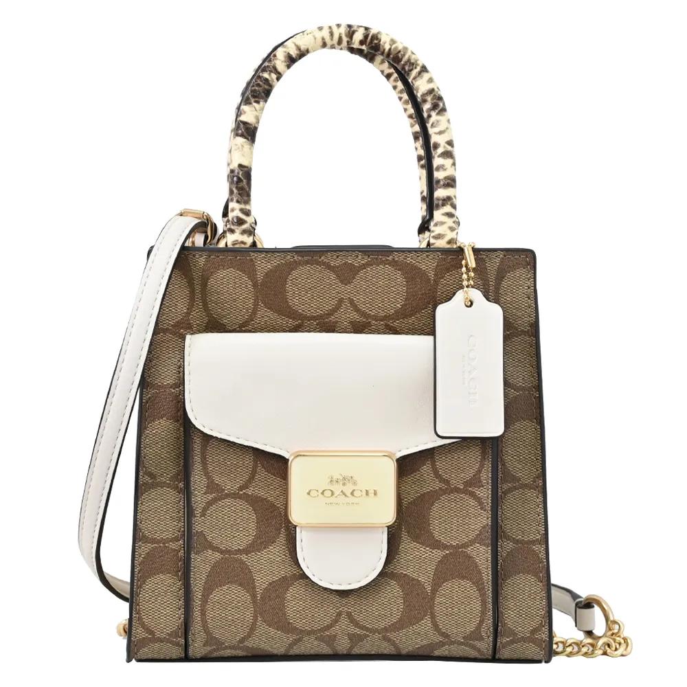 COACH Pepper 蛇皮壓紋口袋手提/斜背二用包(貝殼粉) C6779 IMSHL 歷史價格詳細信息