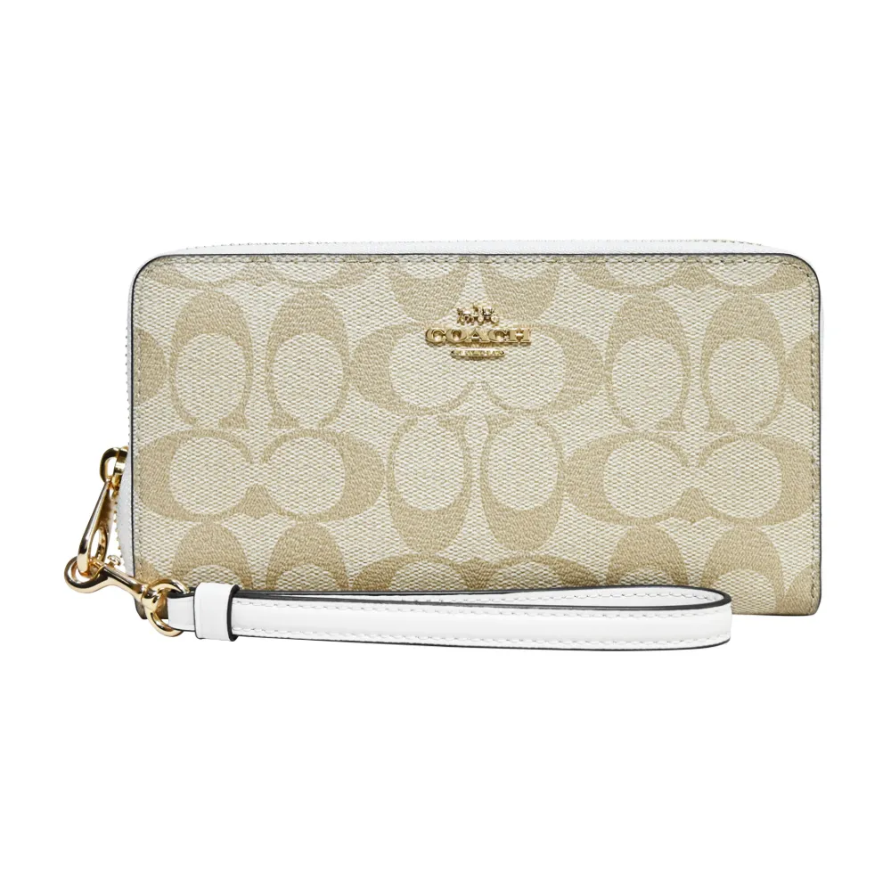 COACH 經典馬車C LOGO緹花PVC中夾(卡其粉筆白) 歷史價格詳細信息