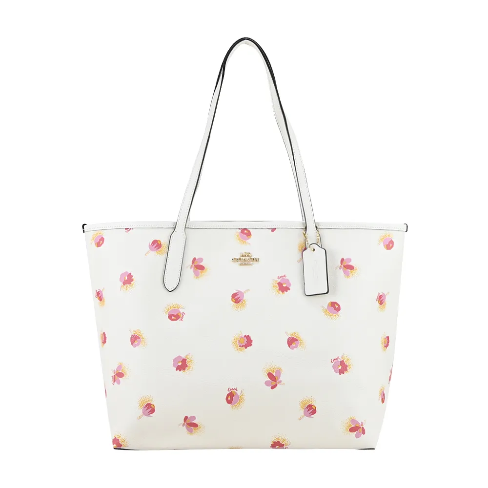 COACH 馬車LOGO粉筆白色防刮皮革口紅圖案對開式壓扣中夾 歷史價格詳細信息