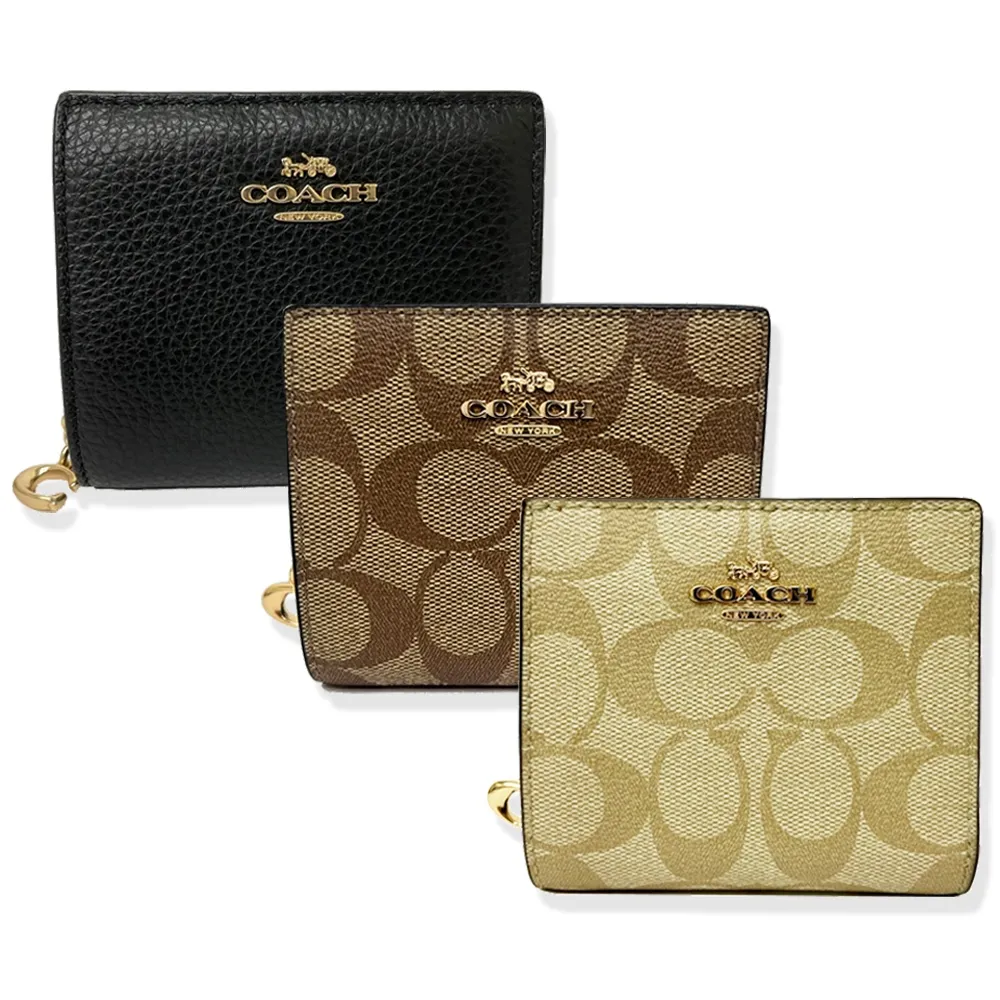 【COACH】字母C素面牛皮拉鍊鈔票零錢袋中夾(黑) 歷史價格詳細信息