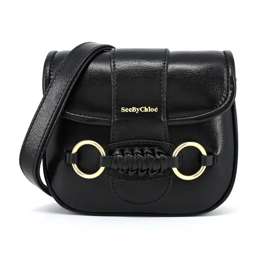 SEE BY CHLOE Saddie 閃亮山羊皮翻蓋斜背包(米色) CHS23SSB80C9424H 歷史價格詳細信息
