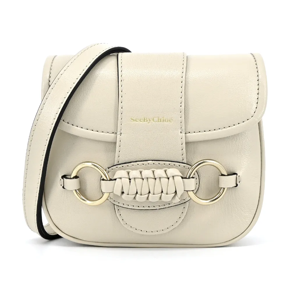 SEE BY CHLOE Saddie 閃亮山羊皮翻蓋斜背包(米色) CHS23SSB80C9424H 歷史價格詳細信息