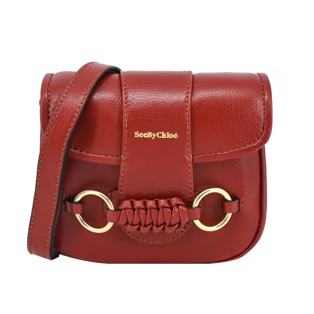 SEE BY CHLOE Saddie 閃亮山羊皮翻蓋斜背包(米色) CHS23SSB80C9424H 歷史價格詳細信息