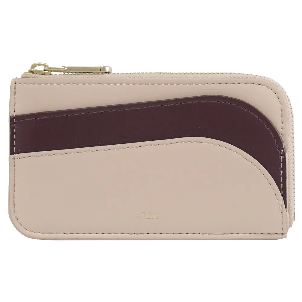 CHLOE 撞色C LOGO拼接小牛皮三折釦式小短夾.裸膚色 歷史價格詳細信息