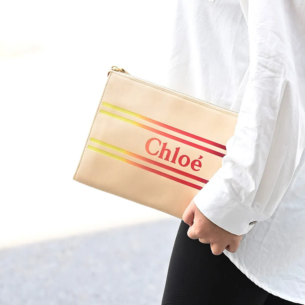 Chloe 小牛皮雙層鎖頭翻蓋肩手提背包(中/米棕) 歷史價格詳細信息