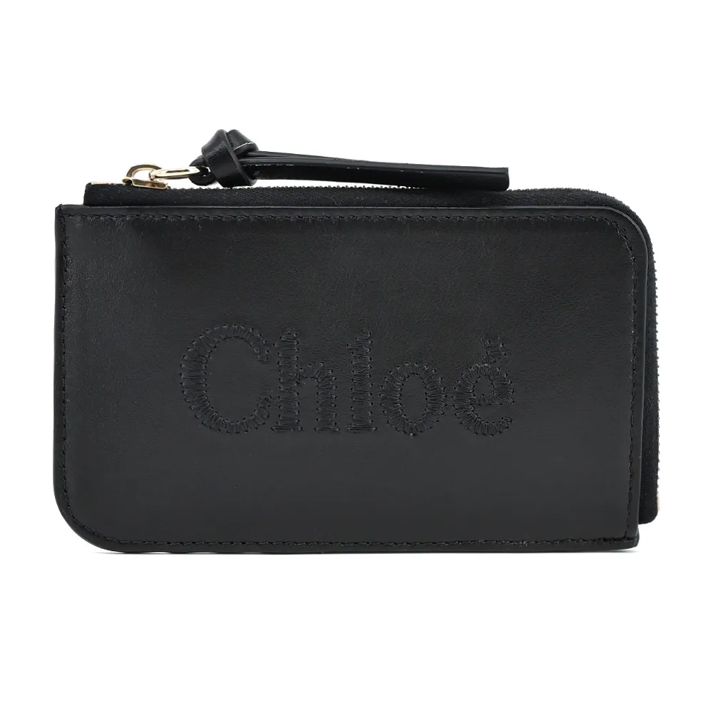 Chloe Sense 壓印 LOGO 小牛皮拉鍊卡片/零錢包(風暴藍) 歷史價格詳細信息