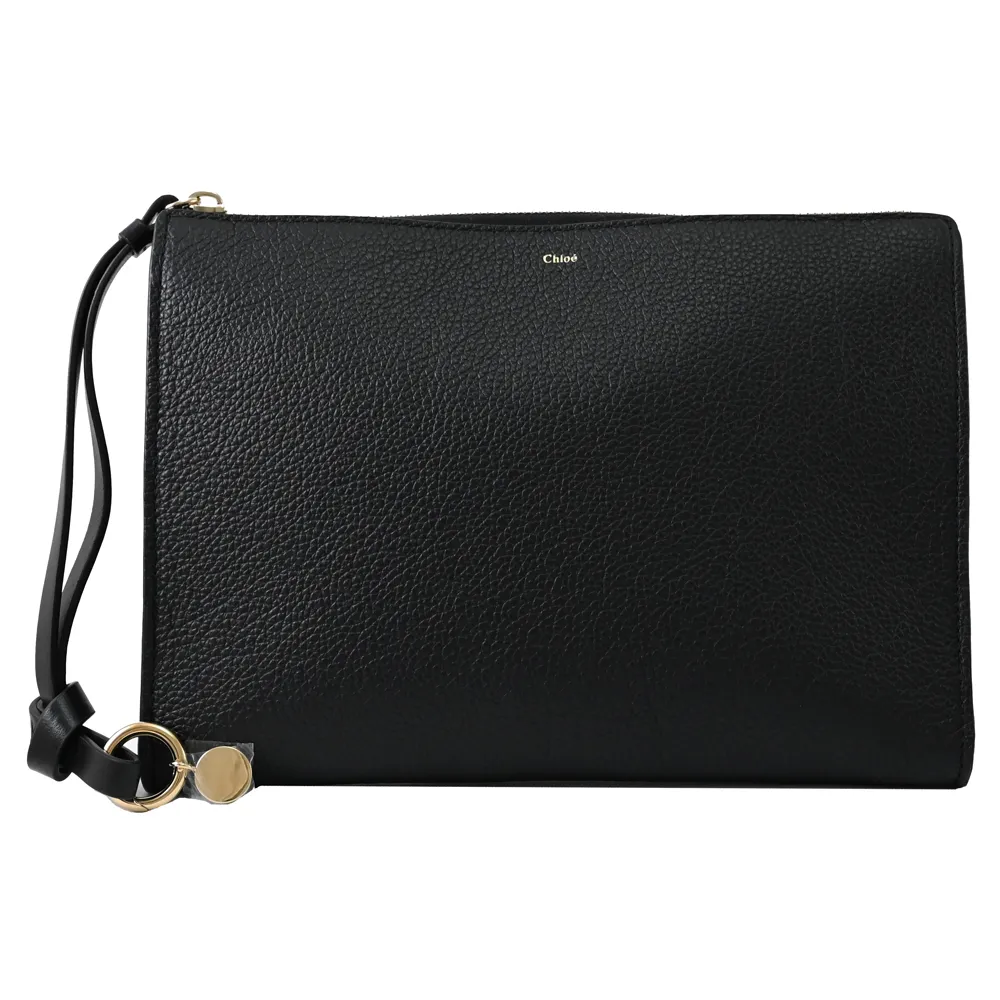 Chloe ALPHABET 燙金 LOGO 小牛皮拉鍊短夾(黑色) 歷史價格詳細信息