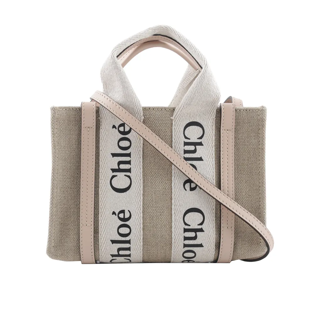 CHLOE Woody 帆布拼牛皮手提/斜背二用托特包(小)(焦糖色) CHC22AS397I2690U 歷史價格詳細信息