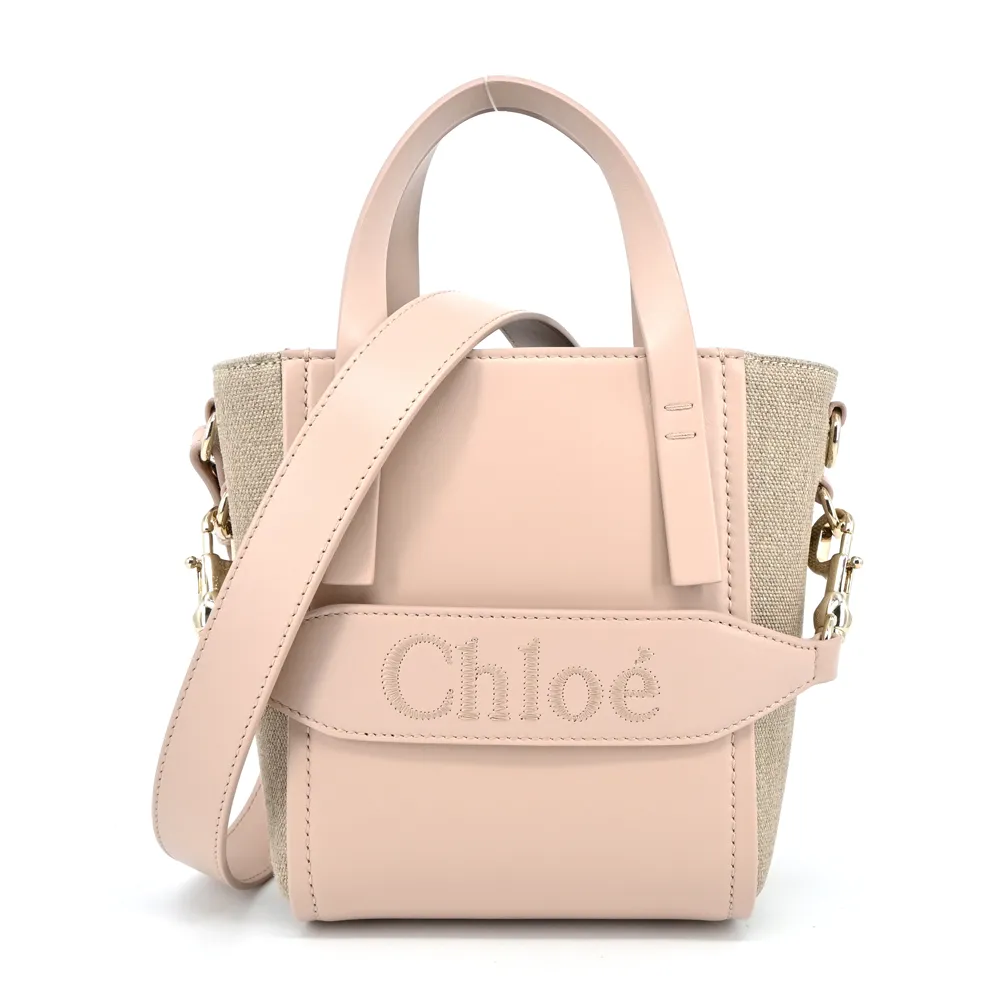 Chloe 新款 Sense小牛皮拼接帆布小號托特包(黑色) 歷史價格詳細信息
