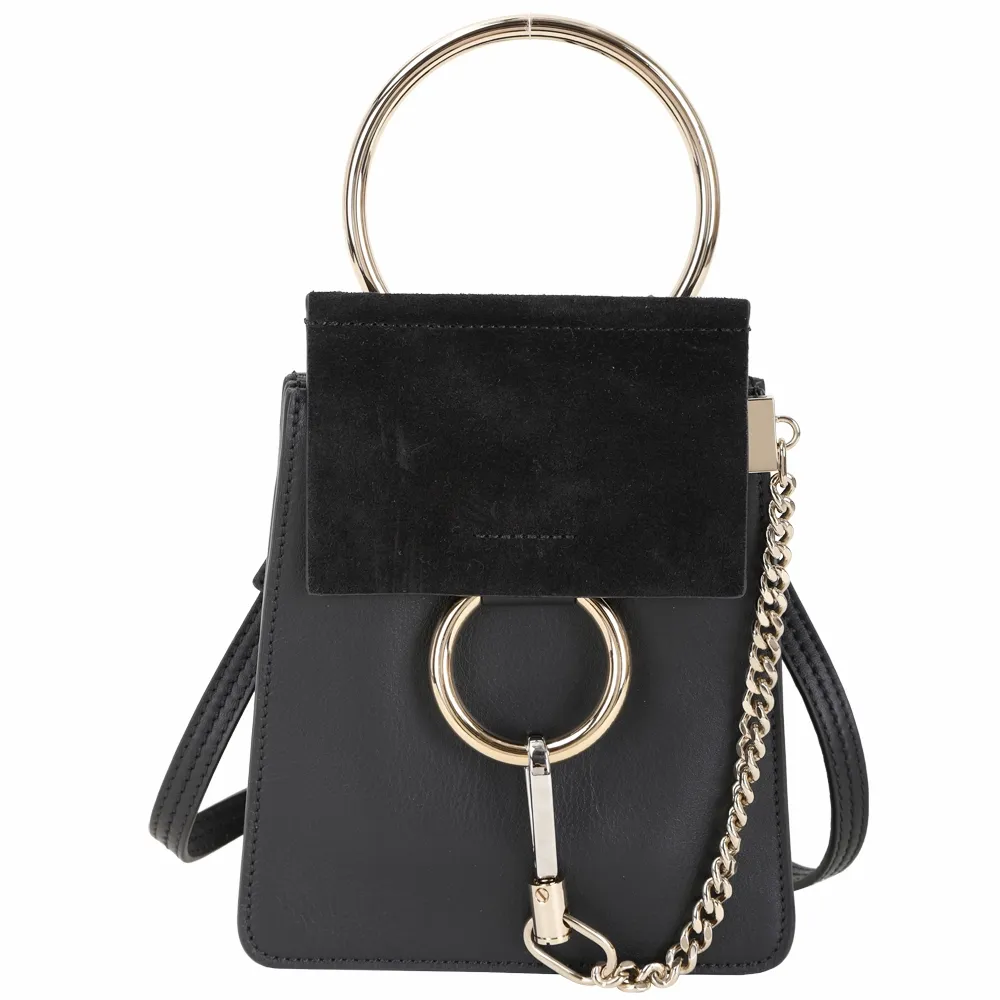 CHLOE Faye 小款 麂皮拼接小牛皮肩背/斜背包(黑色) 歷史價格詳細信息