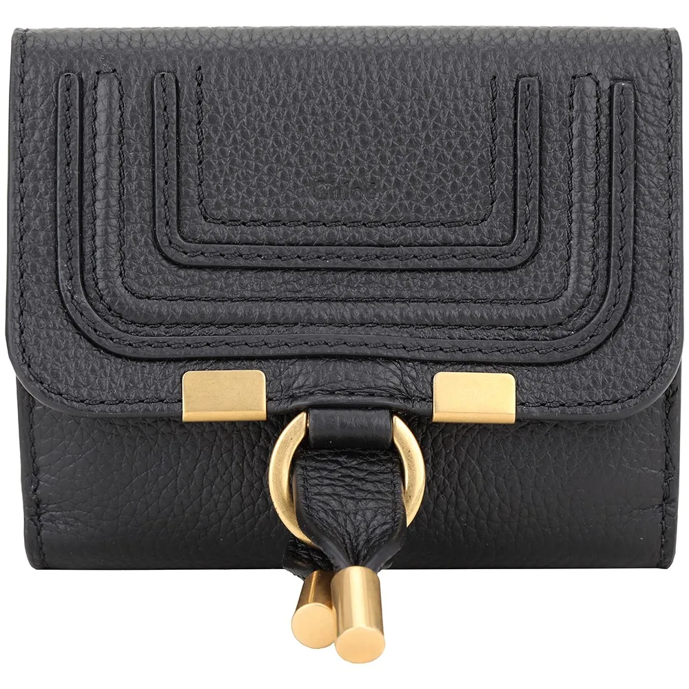 CHLOE Marcie 新版金屬LOGO小牛皮翻蓋釦式長夾.午夜藍 歷史價格詳細信息