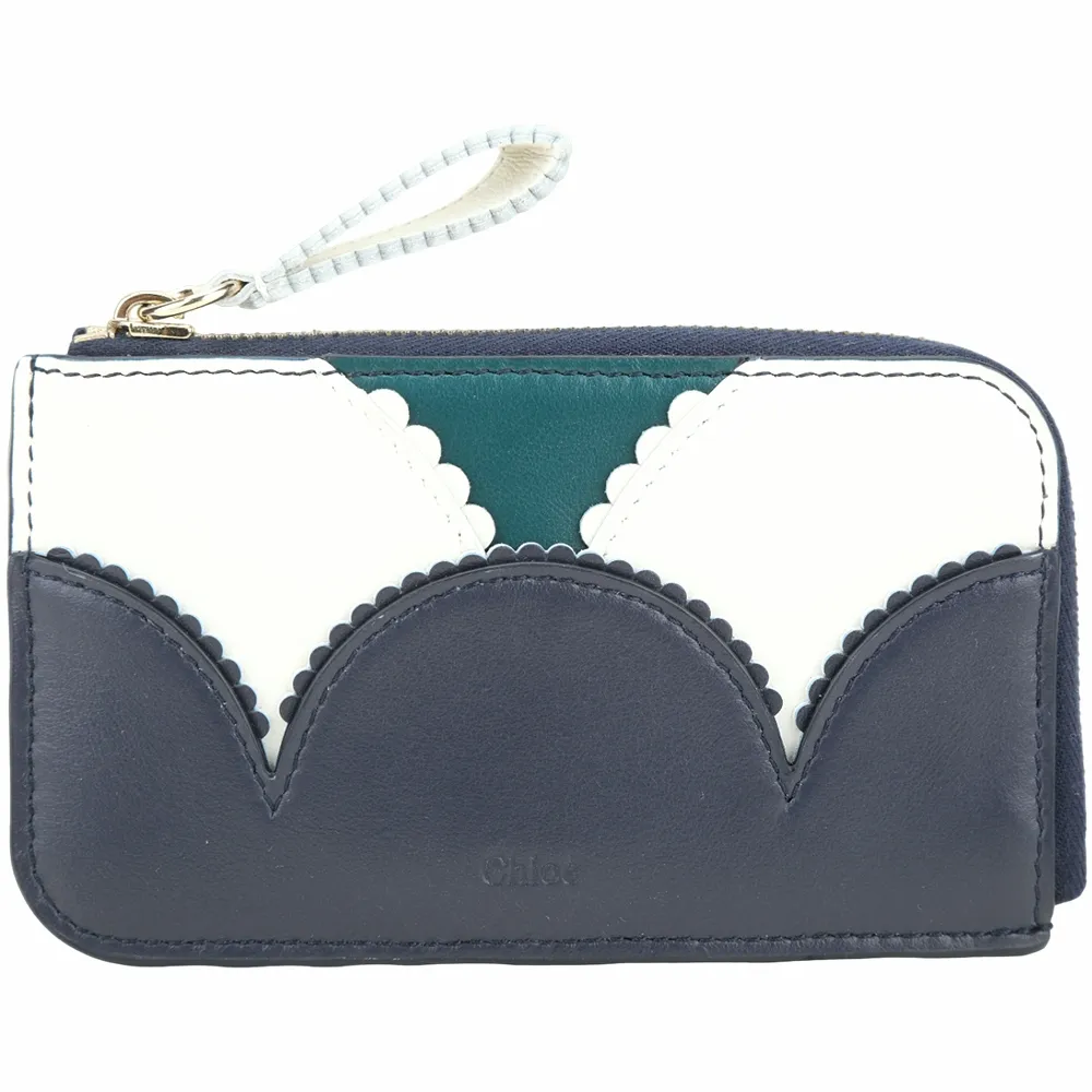 CHLOE 撞色C LOGO拼接小牛皮三折釦式小短夾.裸膚色 歷史價格詳細信息