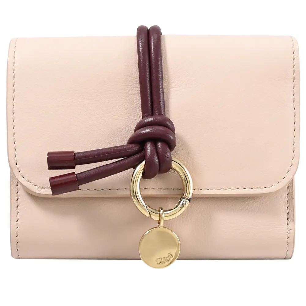 CHLOE 撞色C LOGO拼接小牛皮三折釦式小短夾.裸膚色 歷史價格詳細信息