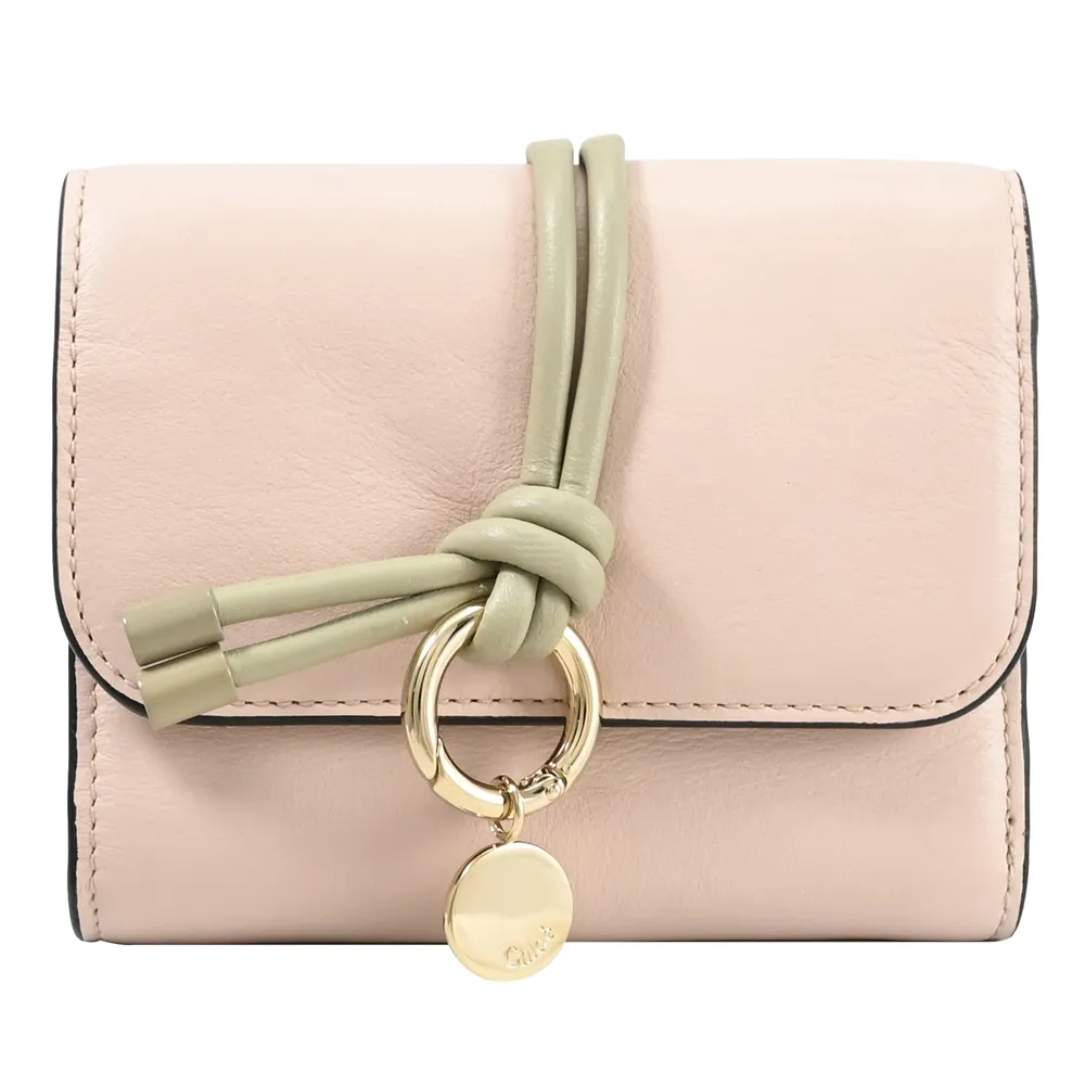 CHLOE 撞色C LOGO拼接小牛皮三折釦式小短夾.裸膚色 歷史價格詳細信息