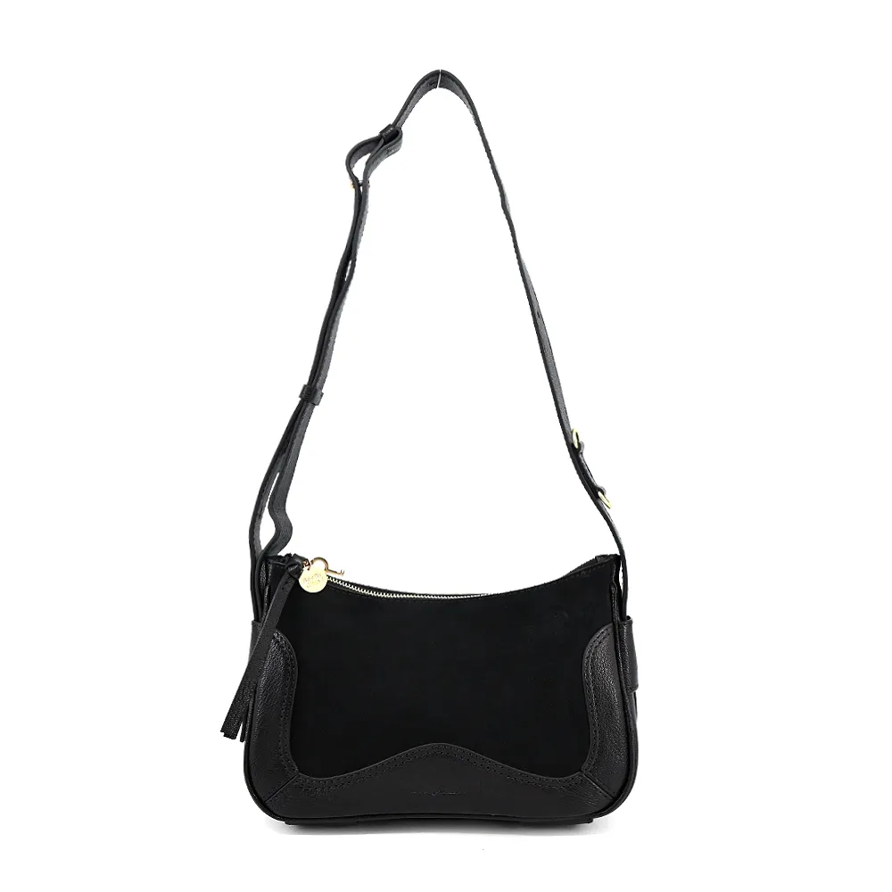 SEE BY CHLOE Hana麂皮拼接牛皮 hobo流浪包(黑色) 歷史價格詳細信息