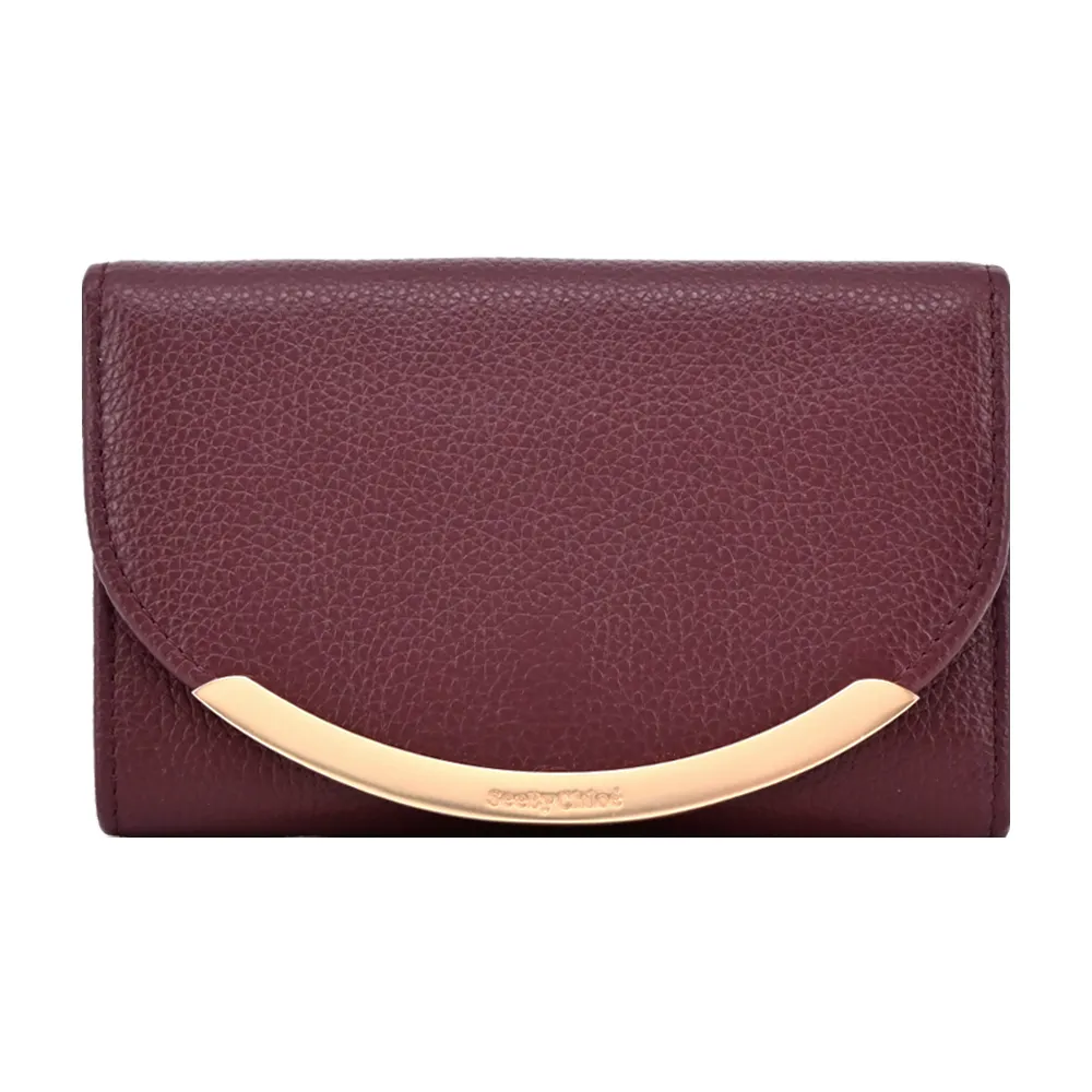 SEE BY CHLOE Lizzie 弧形標誌翻蓋牛皮中夾(酒紅) 歷史價格詳細信息