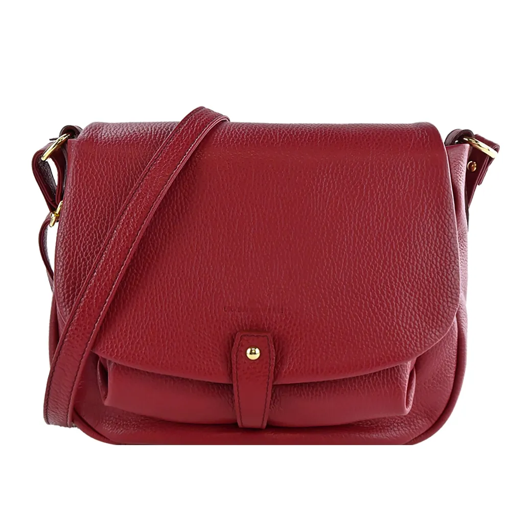 LA BAGAGERIE Veronica系列牛皮翻蓋斜背包(棕) 歷史價格詳細信息