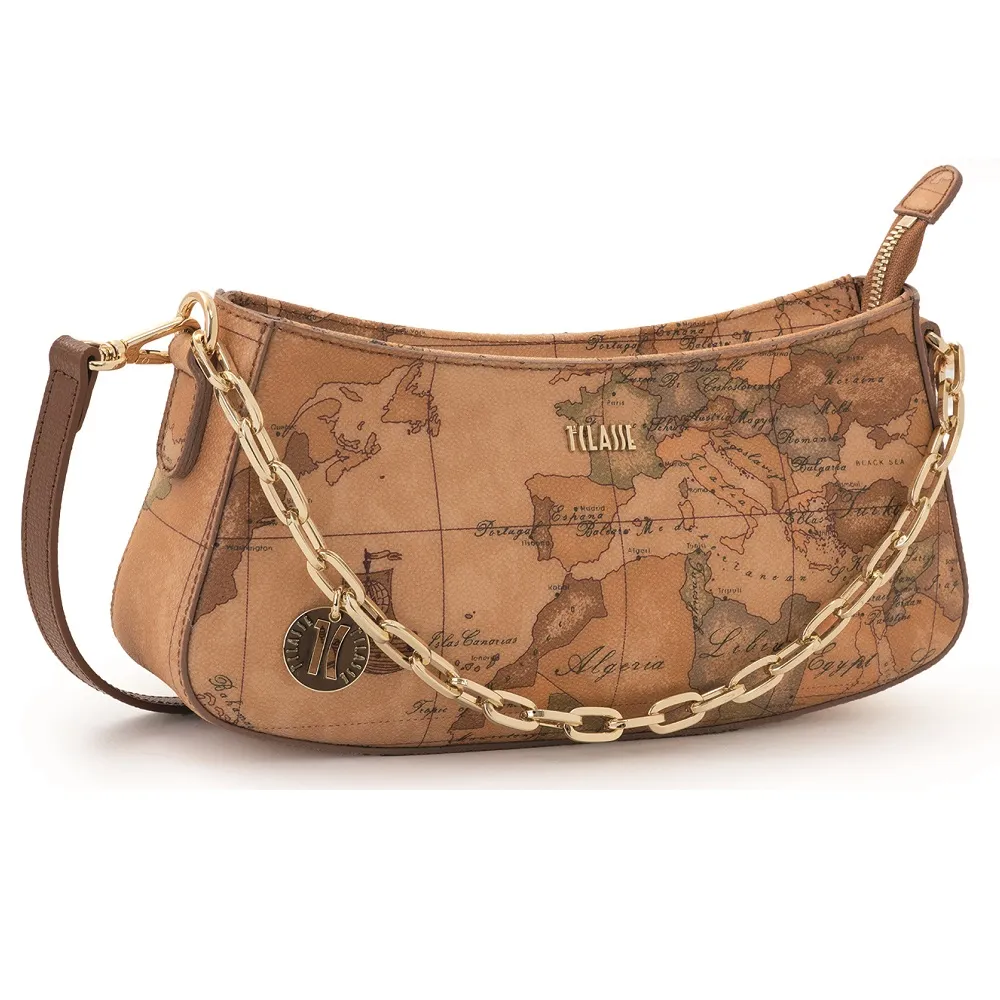 【Alviero Martini 義大利地圖包】地圖元素 簡約素面側背包-咖啡色 歷史價格詳細信息