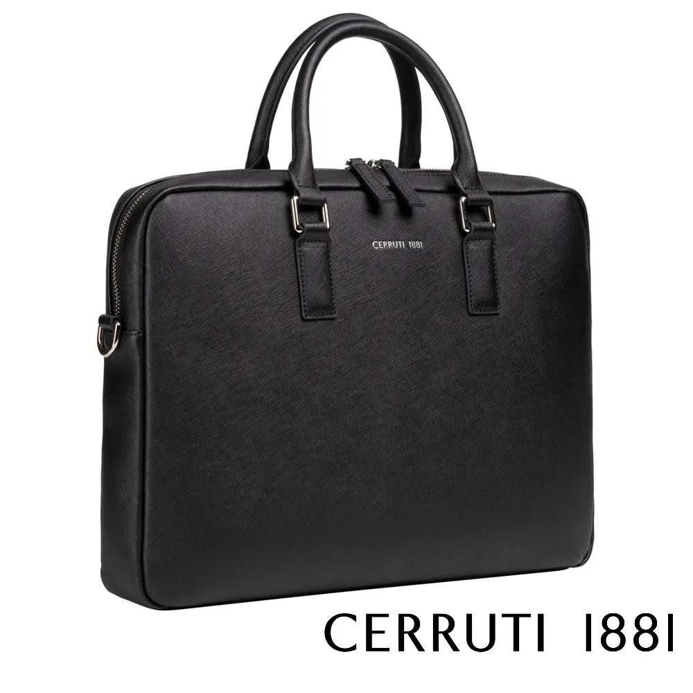 【CERRUTI 1881】頂級義大利小牛皮公事包/肩背包 CECA04657S 全新專櫃展示品(黑色) 歷史價格詳細信息