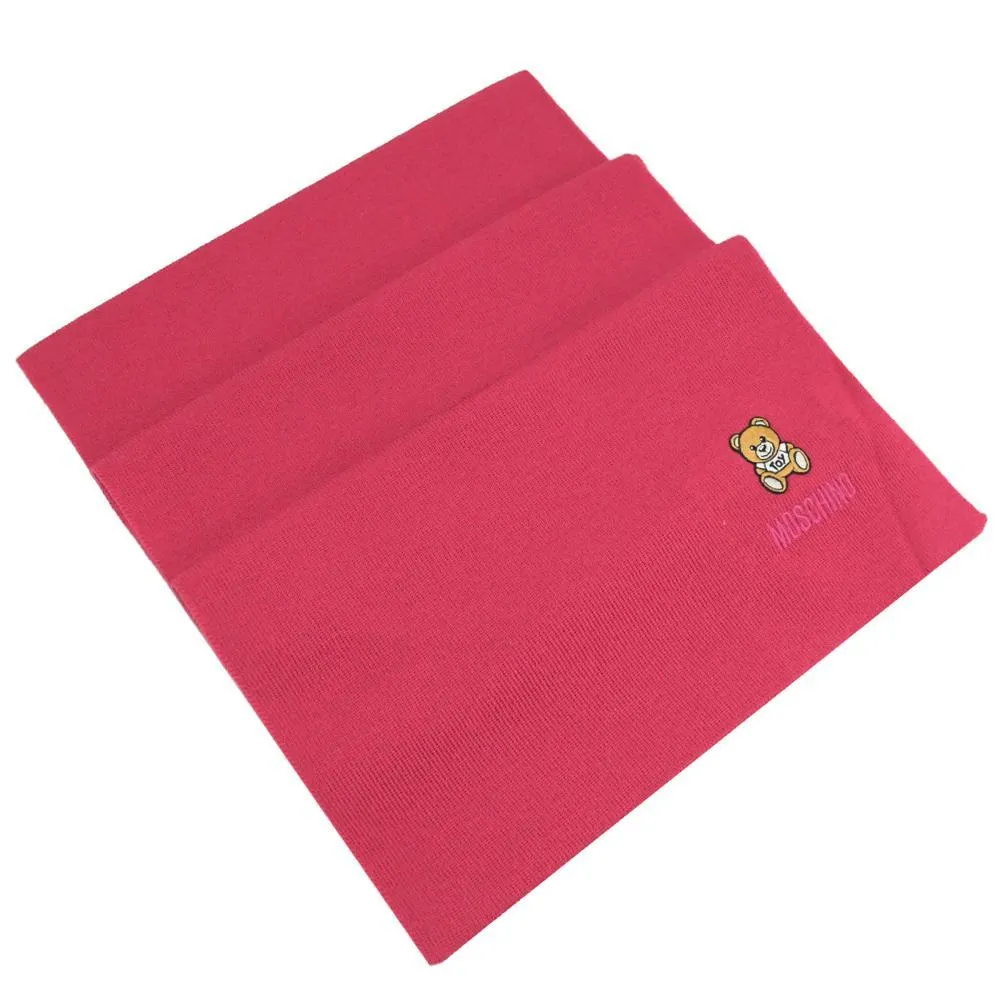 MOSCHINO 刺繡泰迪熊純羊毛流蘇圍巾(013 海軍藍) 歷史價格詳細信息