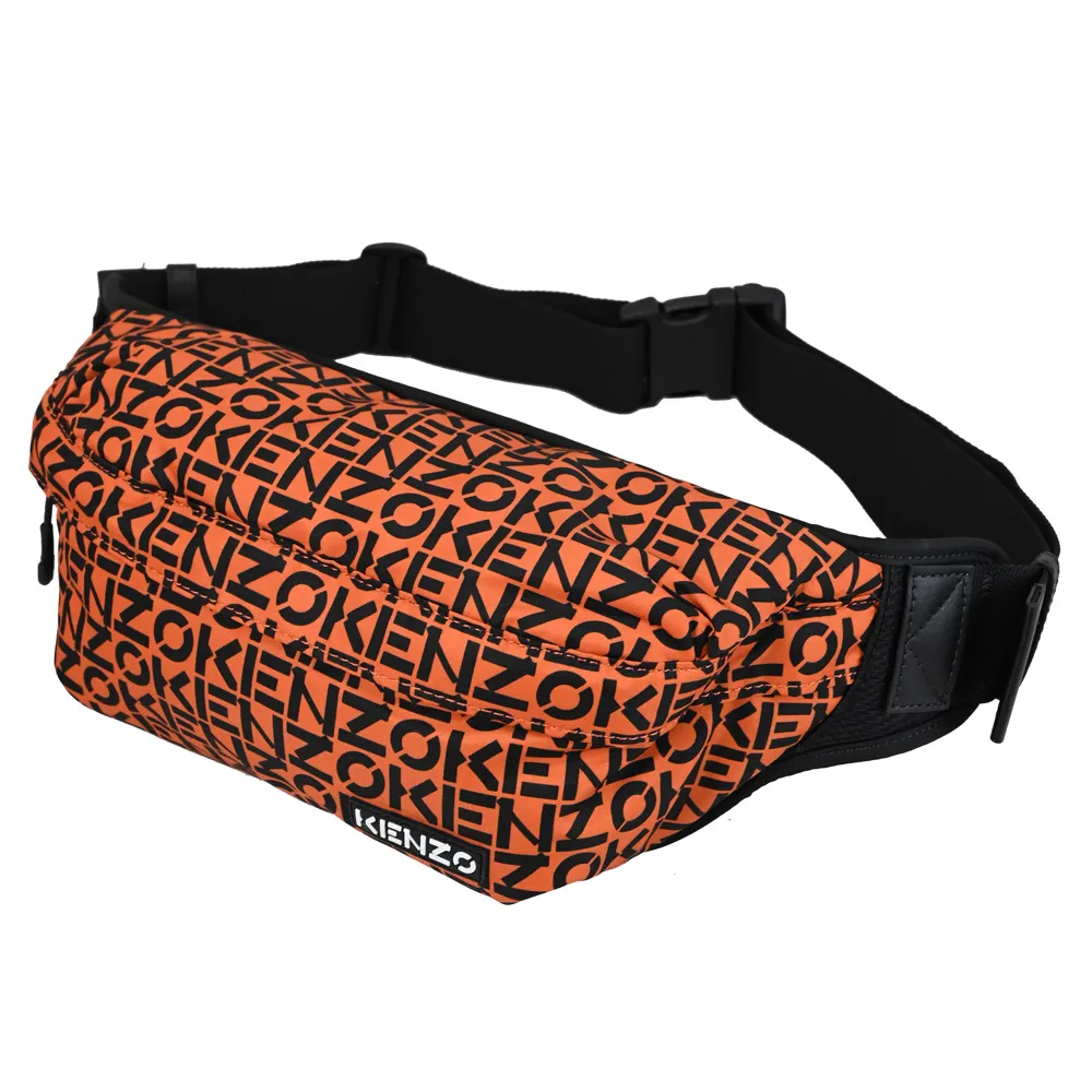 KENZO 5SA225 簡約LOGO造型尼龍肩斜腰包/胸口包.黑 歷史價格詳細信息