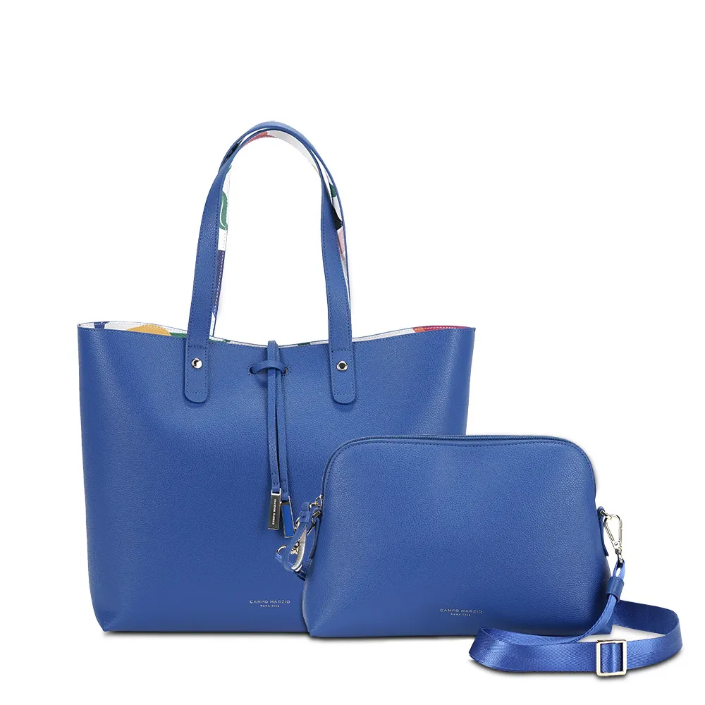 【CAMPO MARZIO】彩虹系列花朵內襯 手提肩背吊飾小托特包-藍色 歷史價格詳細信息