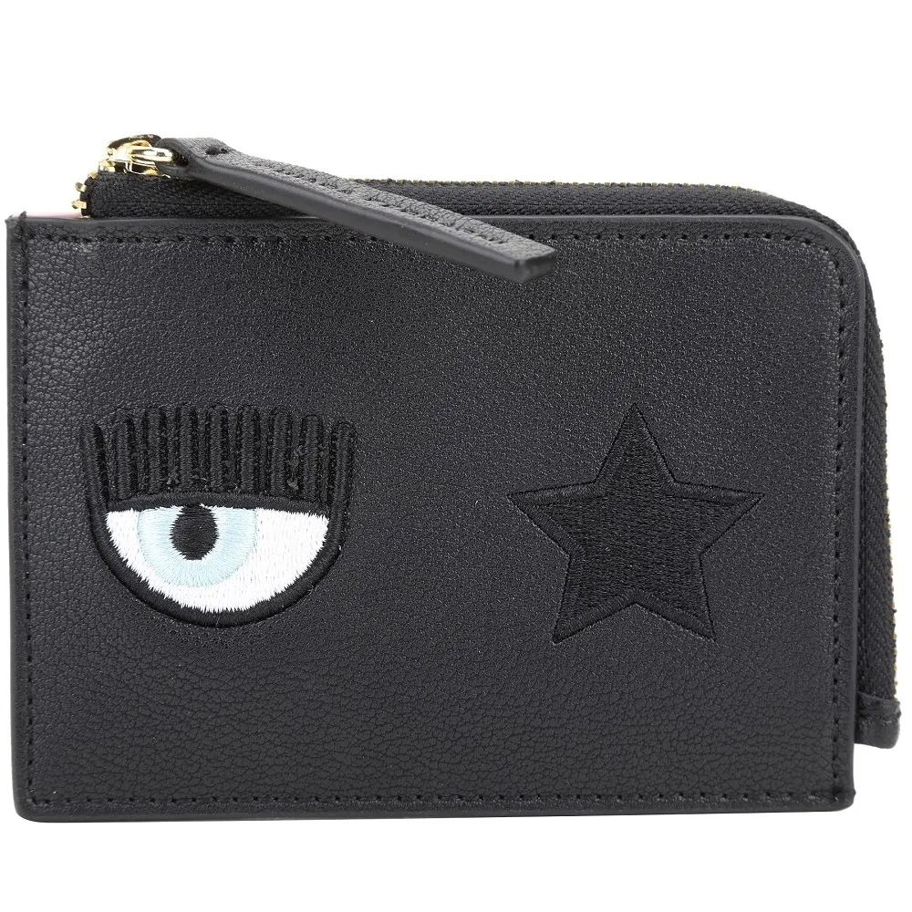 Chiara Ferragni Eye Star 刺繡星星荔紋皮革斜背/腰包(黑色) 歷史價格詳細信息