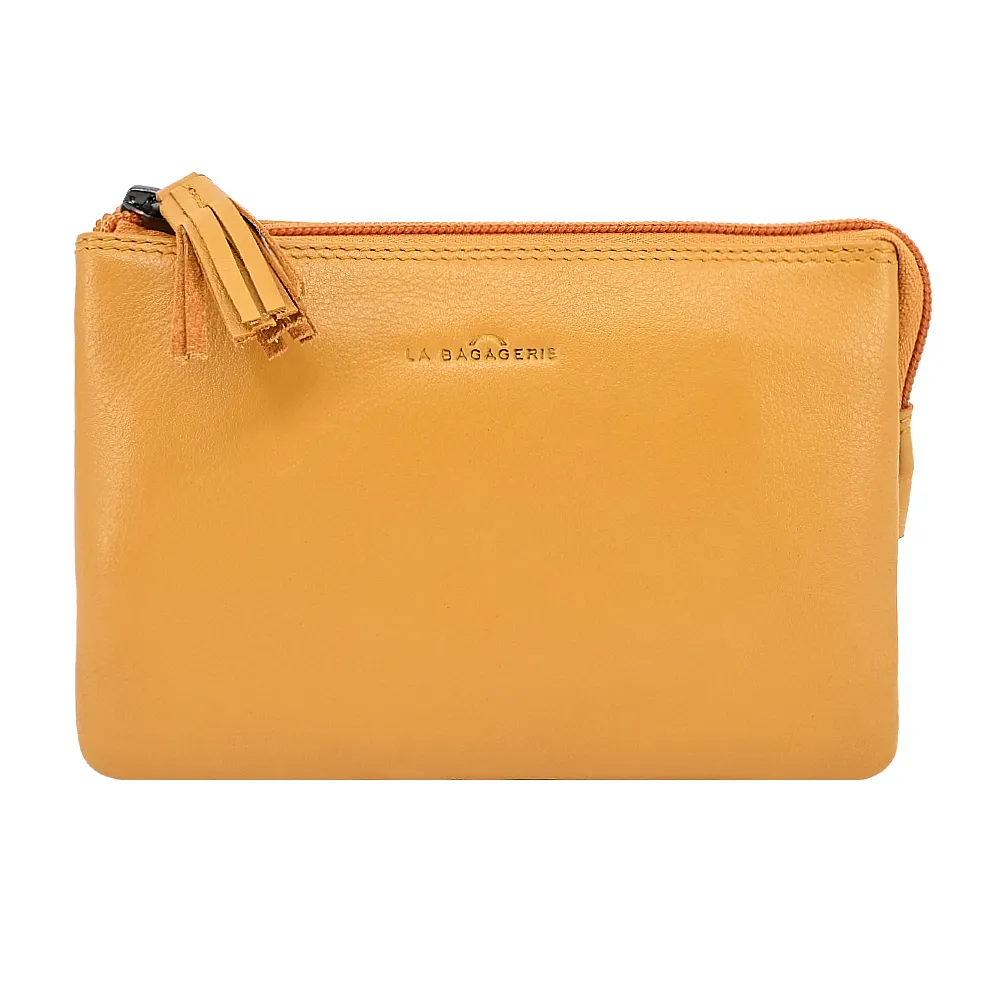 LA BAGAGERIE H23系列牛皮三層零錢包(海軍藍) 歷史價格詳細信息