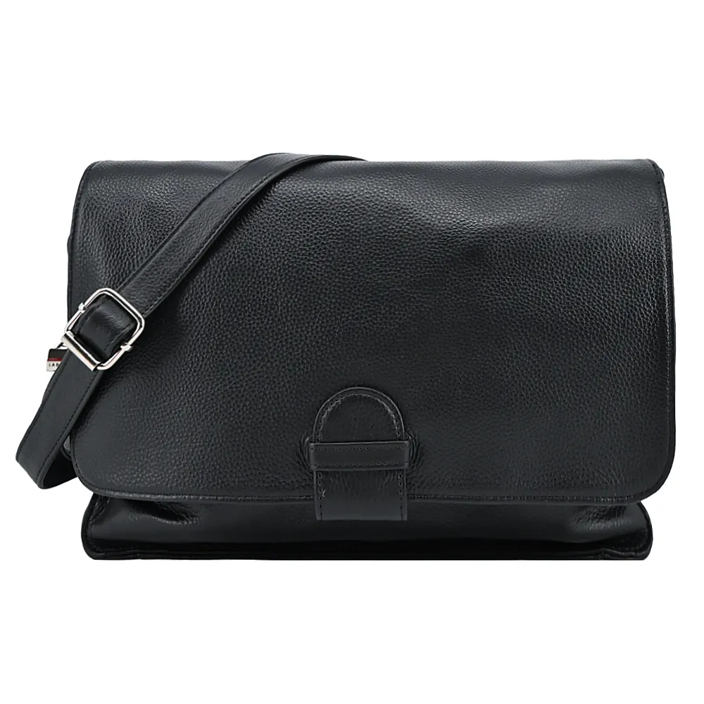 LA BAGAGERIE Mooly系列粒面牛皮翻蓋斜背包(大/黑) 歷史價格詳細信息