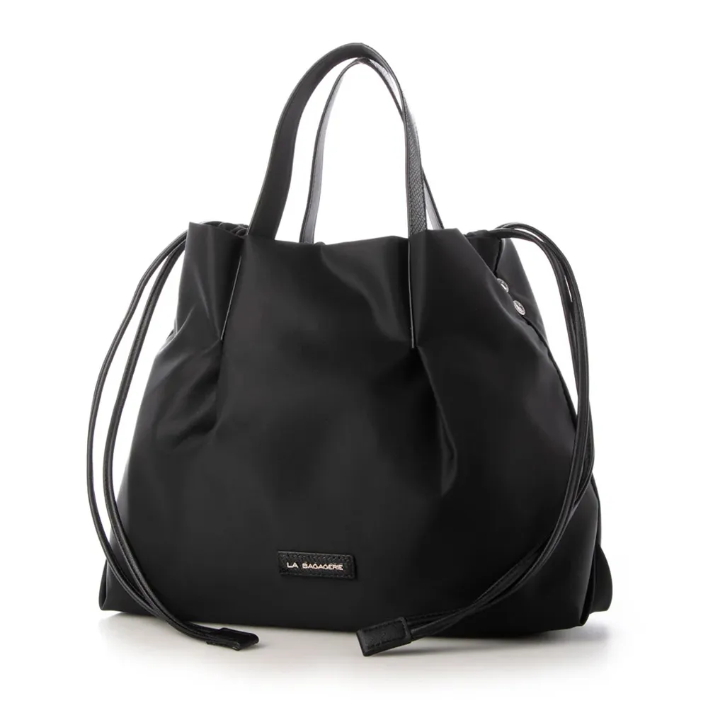 LA BAGAGERIE 抽繩兩用直式手提包(小/黑) 歷史價格詳細信息