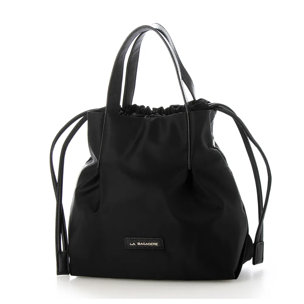 LA BAGAGERIE 抽繩兩用直式手提包(小/黑) 歷史價格詳細信息