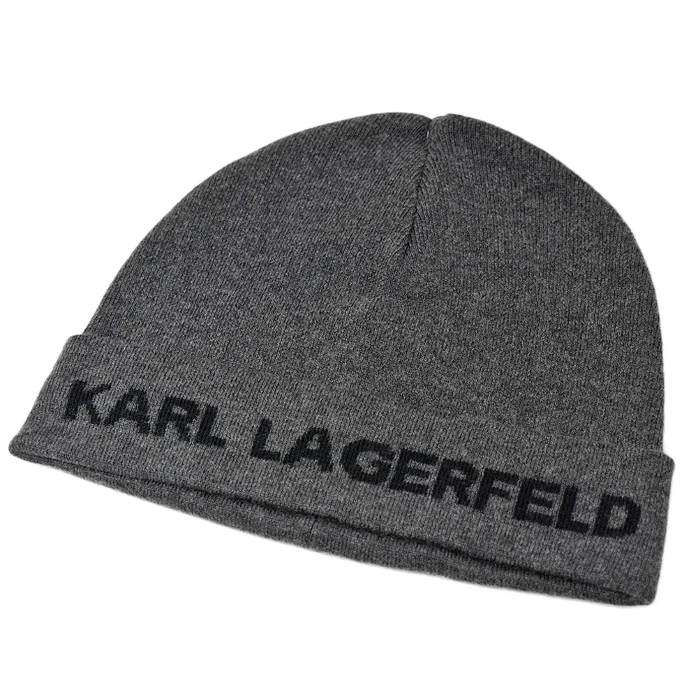 KARL LAGERFELD 簡約LOGO反折毛帽-黑色 歷史價格詳細信息