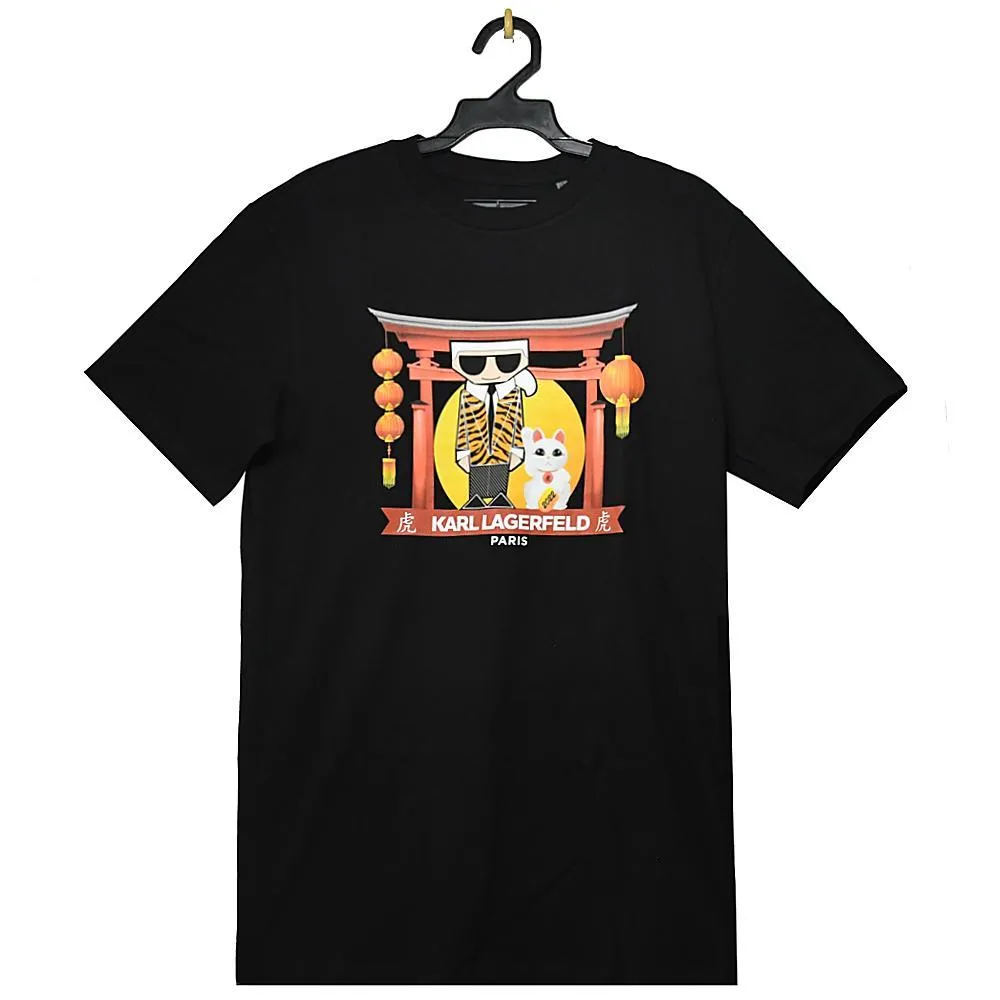 KARL LAGERFELD 卡爾 老佛爺滑雪印花造型棉質短T恤.白 歷史價格詳細信息