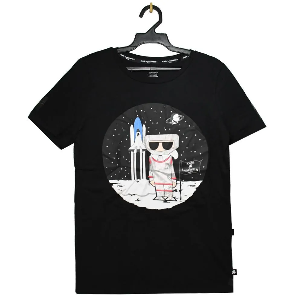 KARL LAGERFELD 卡爾 黑鑽海灘卡爾公仔棉質短T恤.白 歷史價格詳細信息