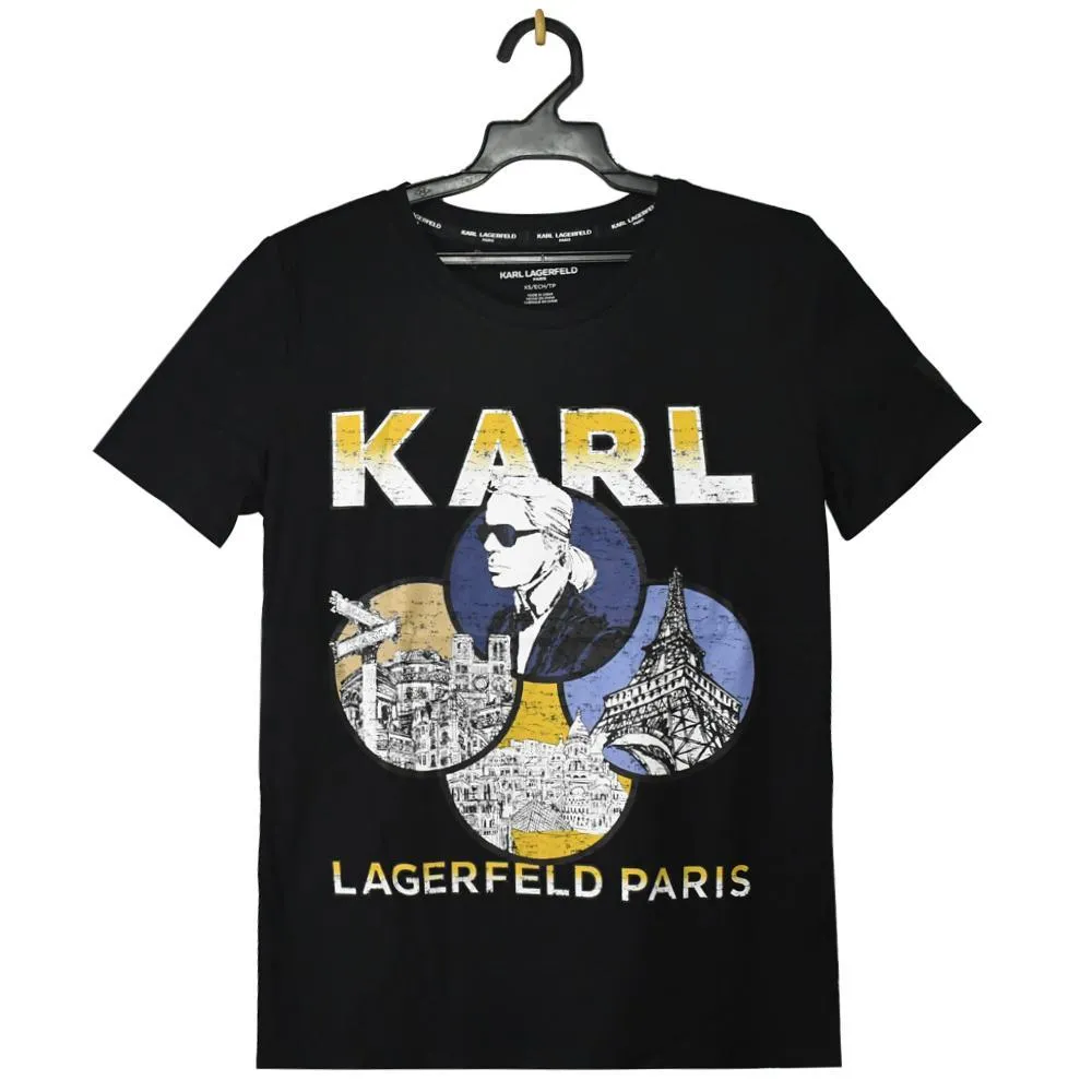 KARL LAGERFELD 卡爾 老佛爺滑雪印花造型棉質短T恤.白 歷史價格詳細信息