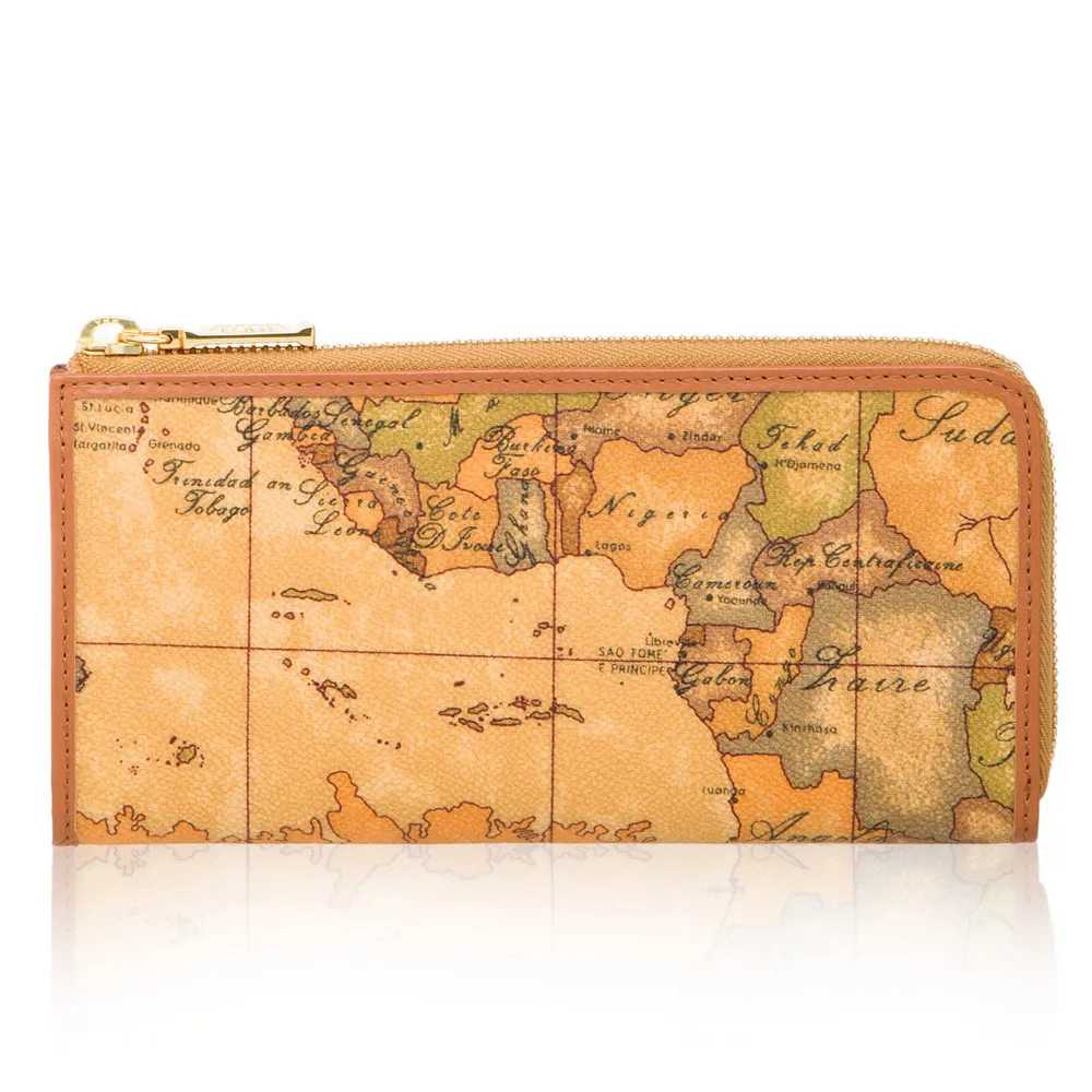 【Alviero Martini 義大利地圖包】拉鍊零錢包化妝包-地圖黃 歷史價格詳細信息