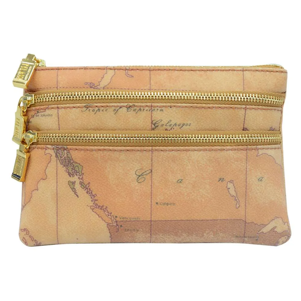 【Alviero Martini 義大利地圖包】拉鍊零錢包化妝包-地圖黃 歷史價格詳細信息