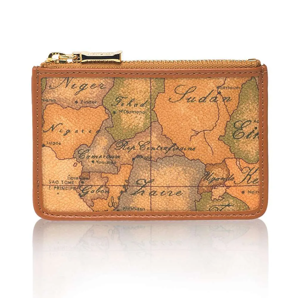 【Alviero Martini 義大利地圖包】拉鍊零錢包化妝包-地圖黃 歷史價格詳細信息