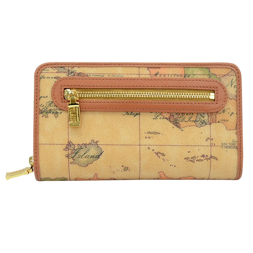 【Alviero Martini 義大利地圖包】拉鍊零錢包化妝包-地圖黃 歷史價格詳細信息